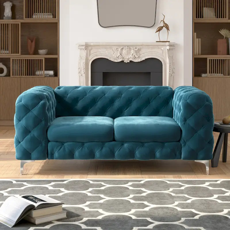Corvus Aosta Tufted Velvet Chesterfield Loveseat