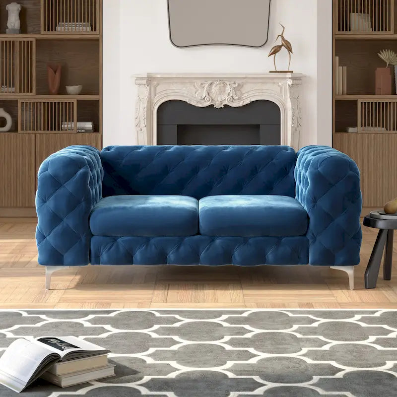 Dwuosobowa sofa z pikowanego aksamitu