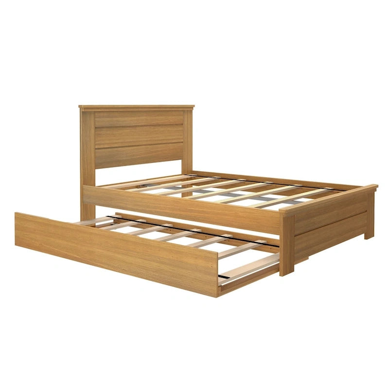 Letto matrimoniale stile rustico con testiera a pannelli e letto estraibile