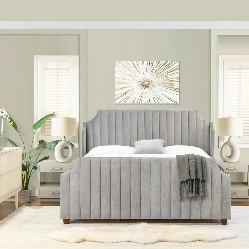Struttura letto imbottita a righe verticali (king size)