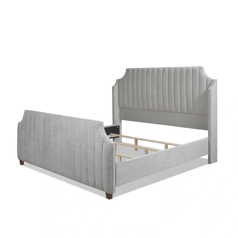 Struttura letto imbottita a righe verticali (king size)