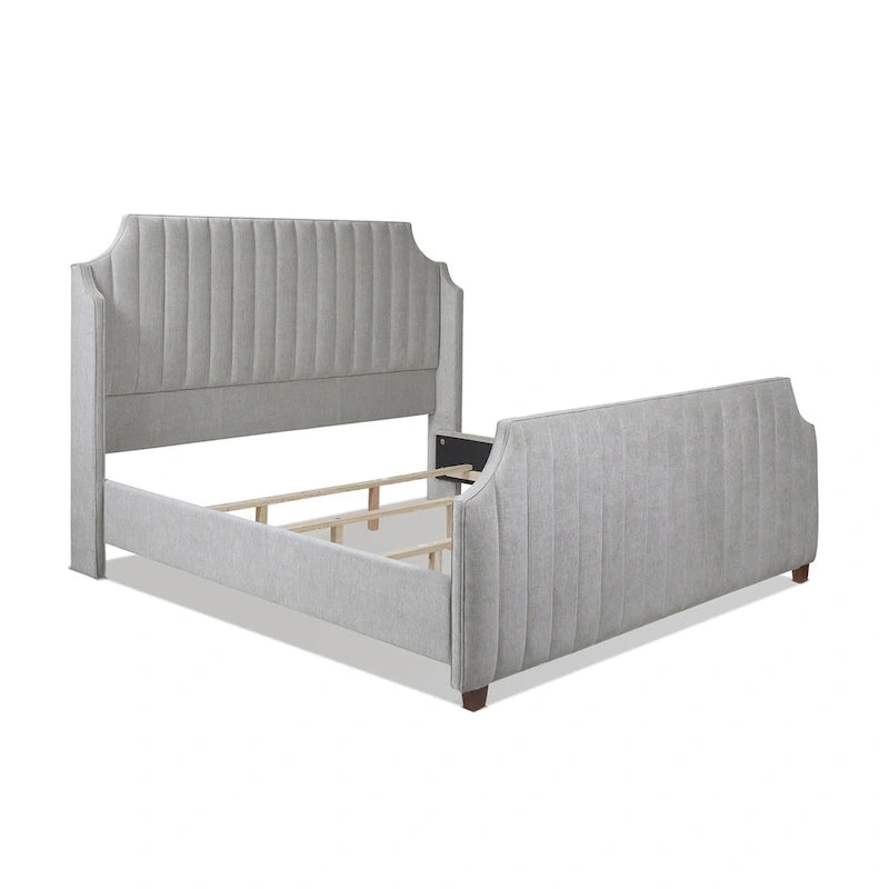 Struttura letto imbottita a righe verticali (king size)