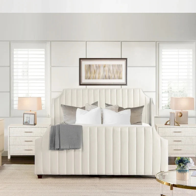 Struttura letto imbottita a righe verticali (king size)