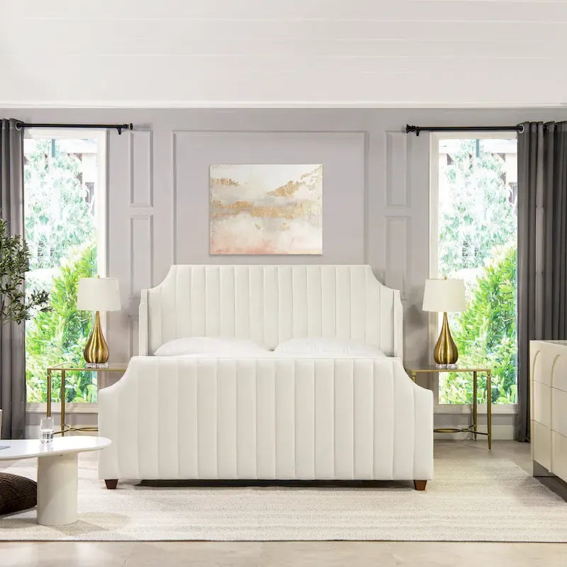 Struttura letto imbottita a righe verticali (king size)