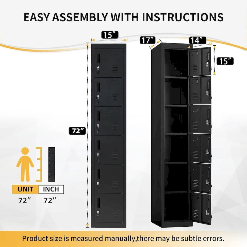 6 Doors Metal Locker Storage Cabinet for Home Office,School