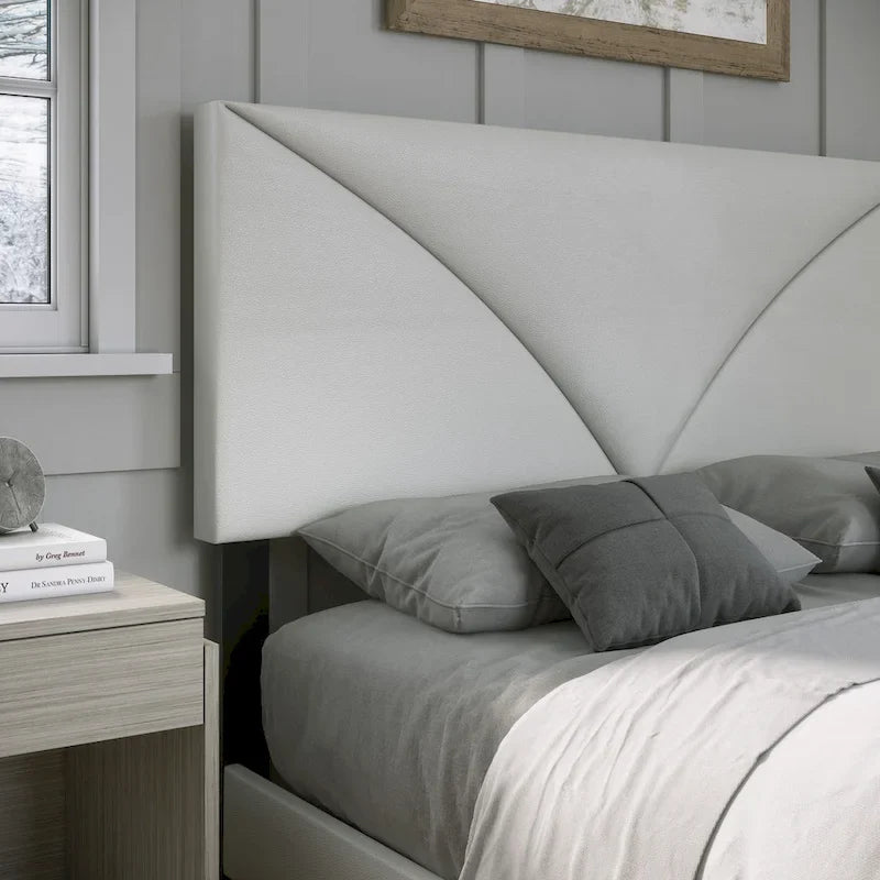 Boyd Sleep Cornerstone Faux Leather Upholstered Platform Bed Frame with Adjustable Headboard