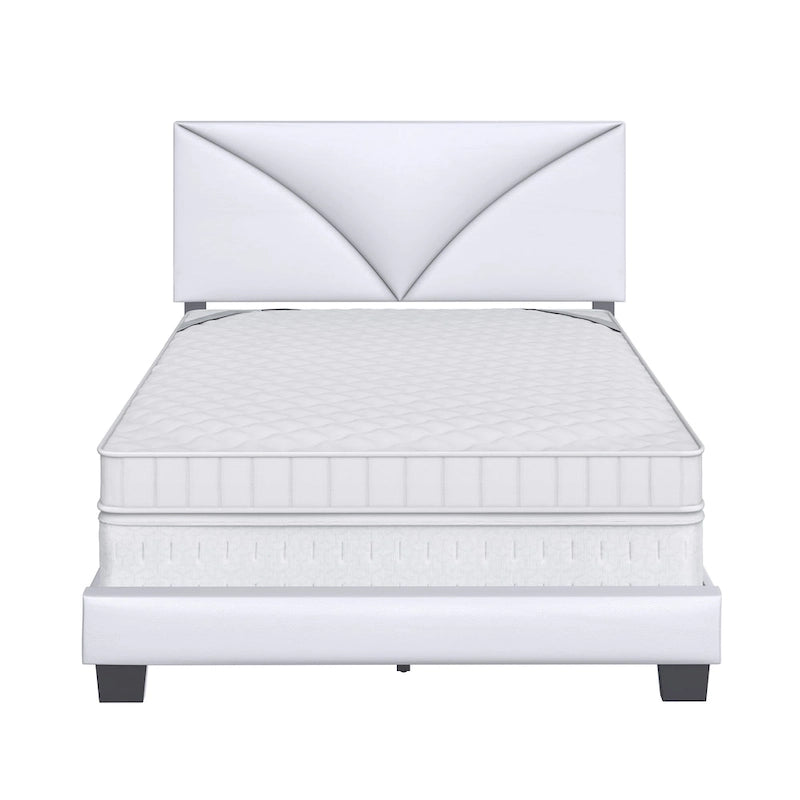 Faux Leather Upholstered Platform Bed Frame with Adjustable Headboard