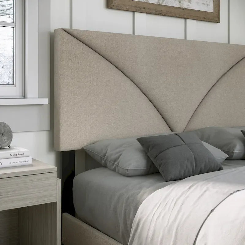 Faux Leather Upholstered Platform Bed Frame with Adjustable Headboard