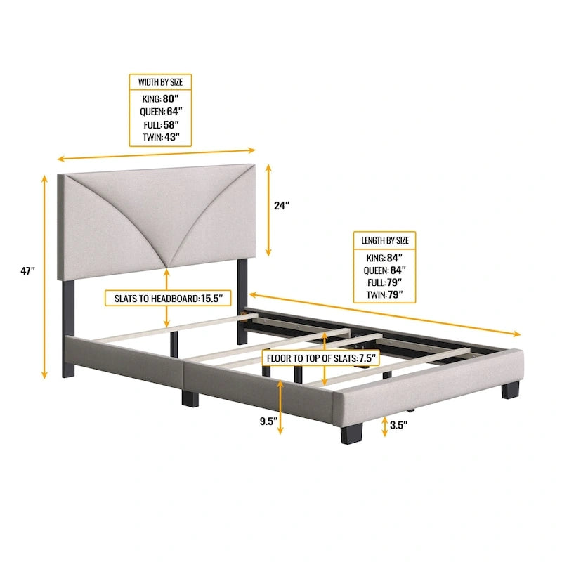 Faux Leather Upholstered Platform Bed Frame with Adjustable Headboard