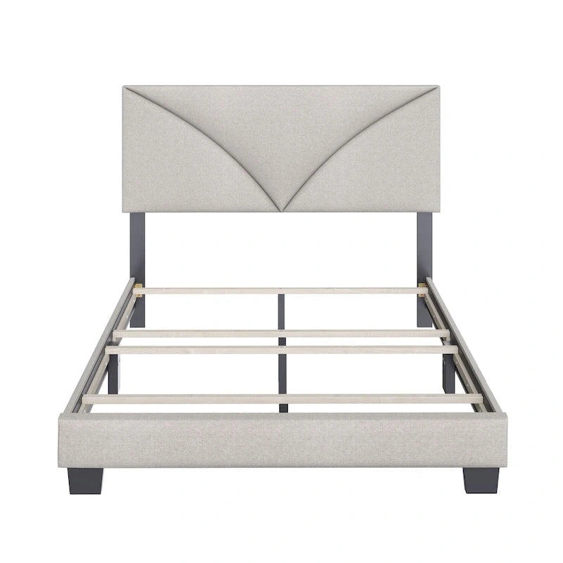 Faux Leather Upholstered Platform Bed Frame with Adjustable Headboard