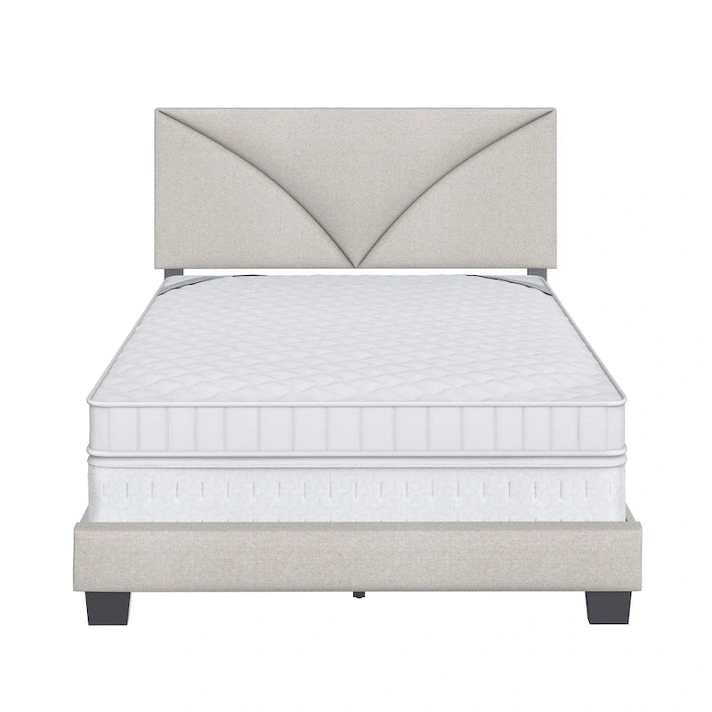 Faux Leather Upholstered Platform Bed Frame with Adjustable Headboard