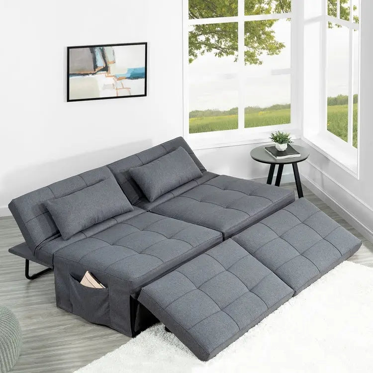 Poltrona letto, pouf letto trasformabile multifunzione 4 in 1, poltrona letto in lino traspirante, divano letto trasformabile
