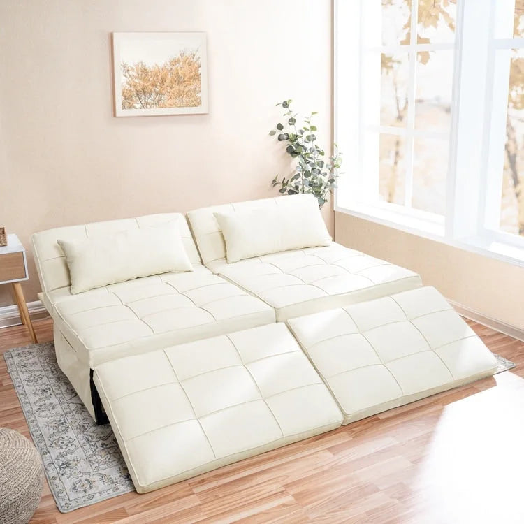 Poltrona letto, pouf letto trasformabile multifunzione 4 in 1, poltrona letto in lino traspirante, divano letto trasformabile