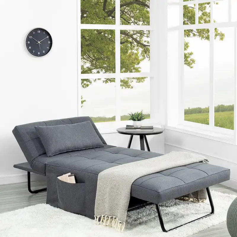 Poltrona letto, pouf letto trasformabile multifunzione 4 in 1, poltrona letto in lino traspirante, divano letto trasformabile