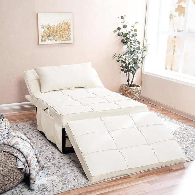 Poltrona letto, pouf letto trasformabile multifunzione 4 in 1, poltrona letto in lino traspirante, divano letto trasformabile