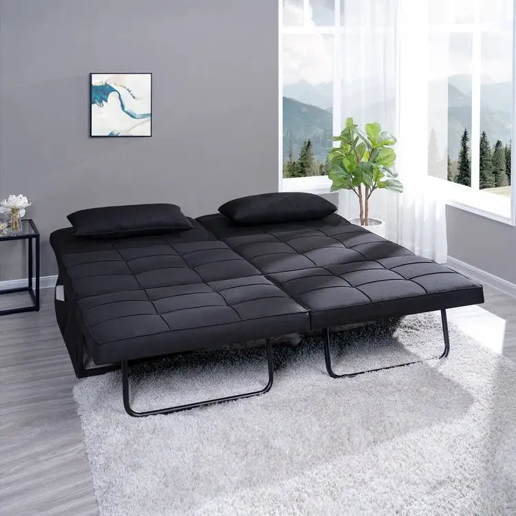 Sleeper Chair Bed, 4 In 1 Multi-Function Convertible Ottoman Bed, Breathable Linen Bed Chair, Convertible Sofa Bed
