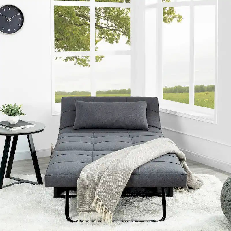 Sleeper Chair Bed, 4 In 1 Multi-Function Convertible Ottoman Bed, Breathable Linen Bed Chair, Convertible Sofa Bed