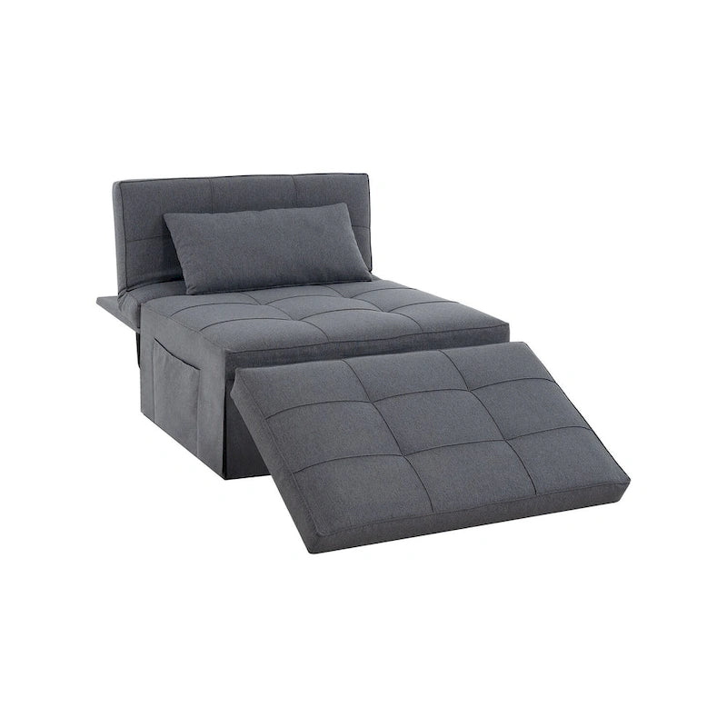 Sleeper Chair Bed, 4 In 1 Multi-Function Convertible Ottoman Bed, Breathable Linen Bed Chair, Convertible Sofa Bed