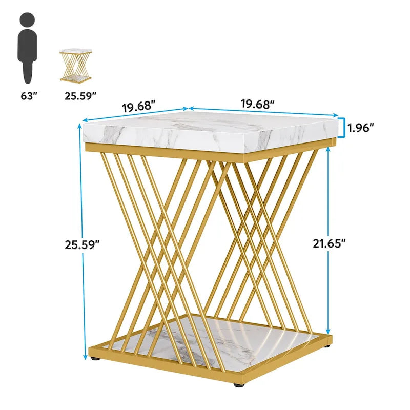 Tavolino quadrato, comodini moderni di metà secolo, tavolino decorativo per il soggiorno