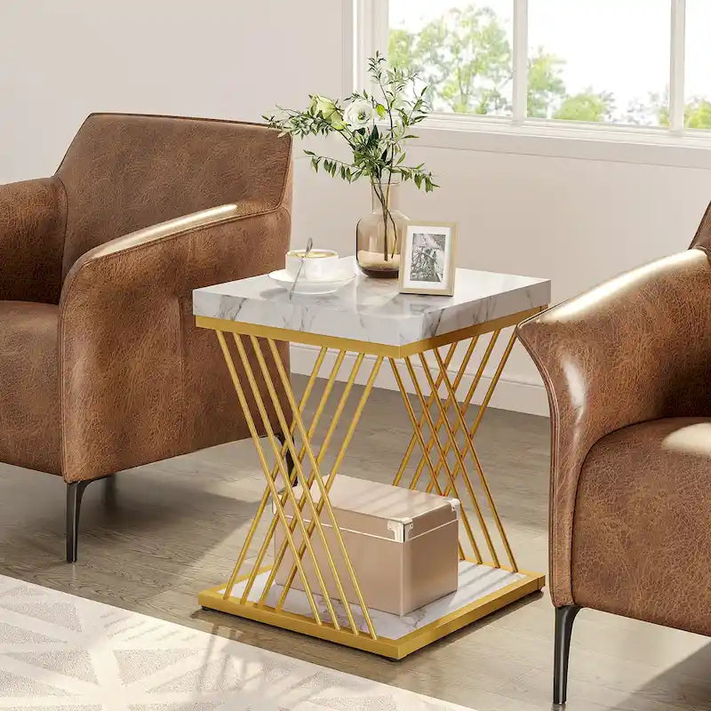 Tavolino quadrato, comodini moderni di metà secolo, tavolino decorativo per il soggiorno
