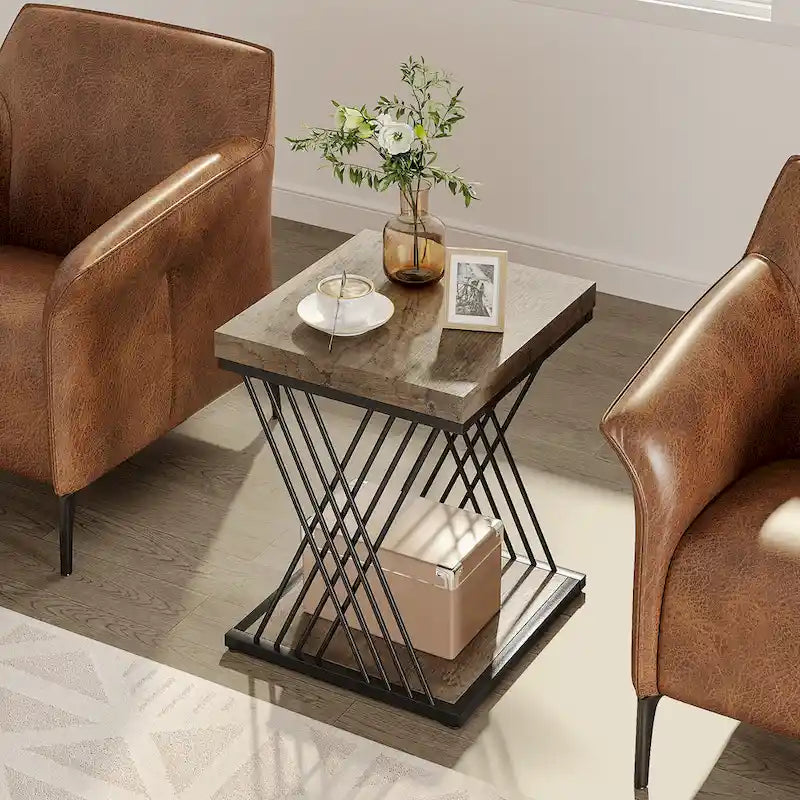 Tavolino quadrato, comodini moderni di metà secolo, tavolino decorativo per il soggiorno