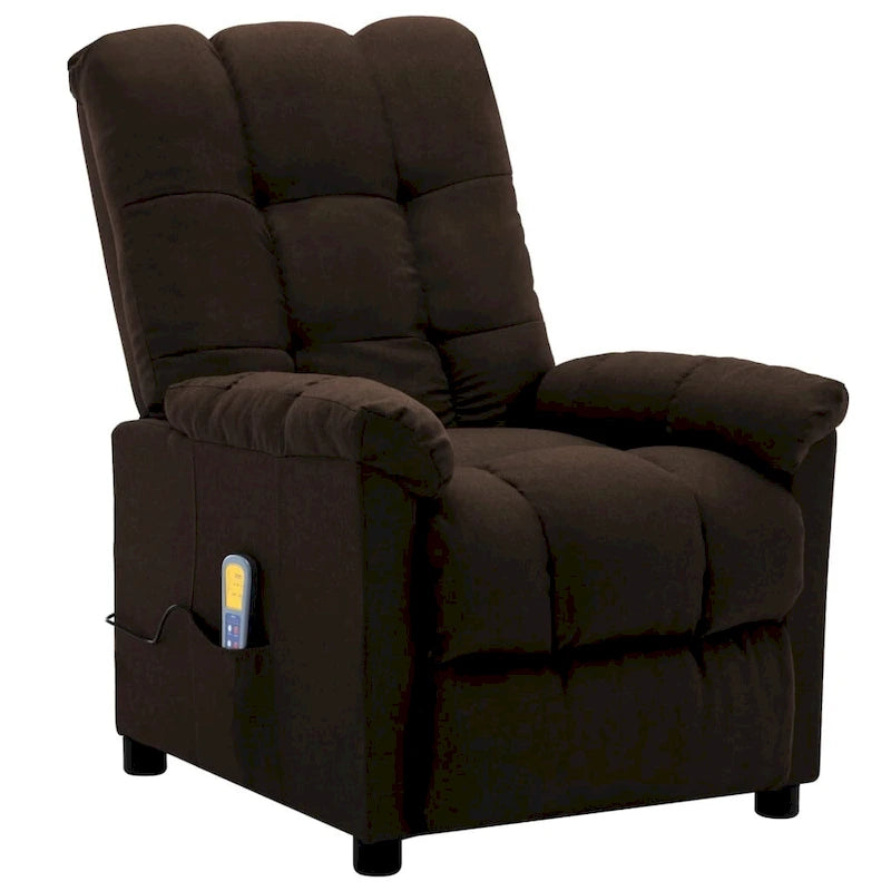 Poltrona reclinabile massaggiante in tessuto marrone scuro - 29.1 x 39 x 40.2