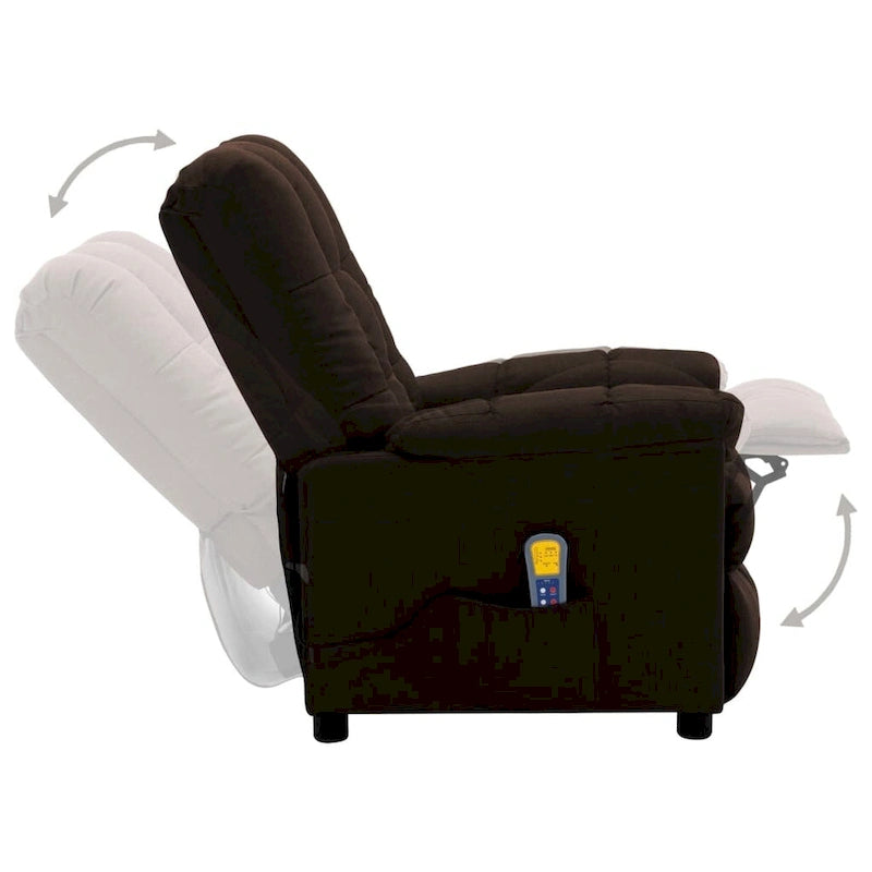 Poltrona reclinabile massaggiante in tessuto marrone scuro - 29.1 x 39 x 40.2