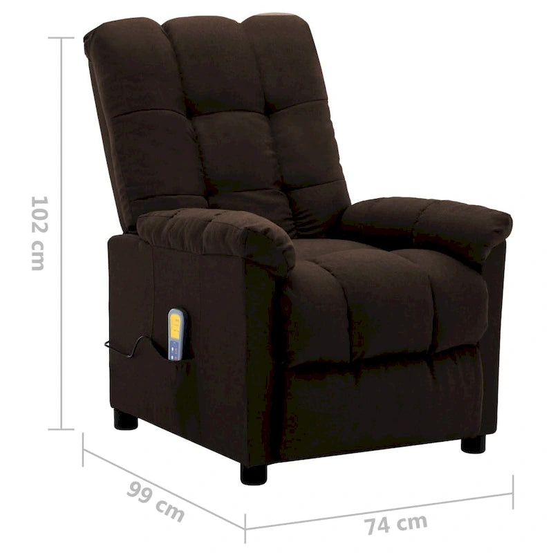 Poltrona reclinabile massaggiante in tessuto marrone scuro - 29.1 x 39 x 40.2