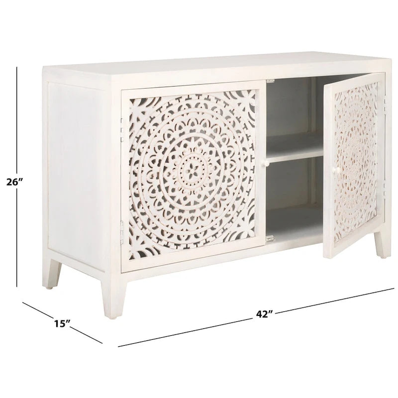 Two-Tier, Two-Door Multimedia Cabinet (Fully Assembled) - 42" Wide x 15" Deep x 26" High - 42Wx15Dx26H