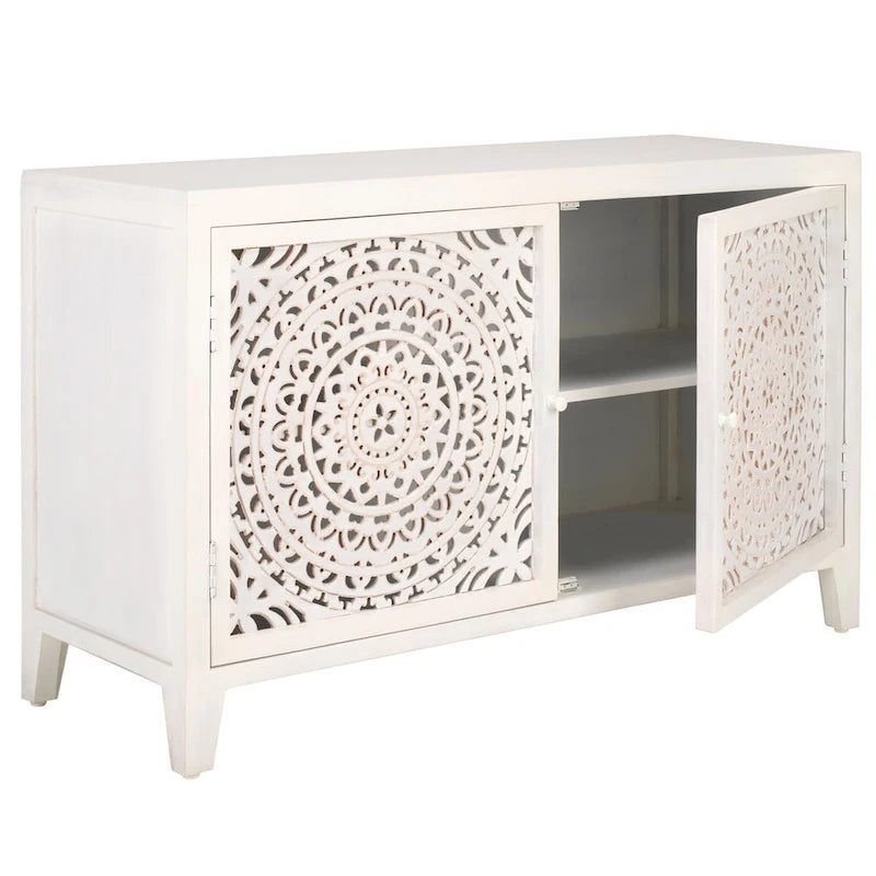 Two-Tier, Two-Door Multimedia Cabinet (Fully Assembled) - 42" Wide x 15" Deep x 26" High - 42Wx15Dx26H