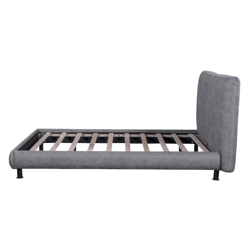 Letto a piattaforma imbottito con due grandi testiere e tessuto spesso in poliestere