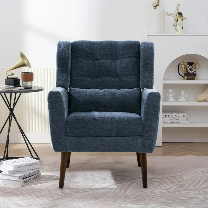 Poltrona decorativa moderna, poltrona in ciniglia per il soggiorno, comoda poltrona lounge con imbottitura morbida per spazi ridotti e camere da letto