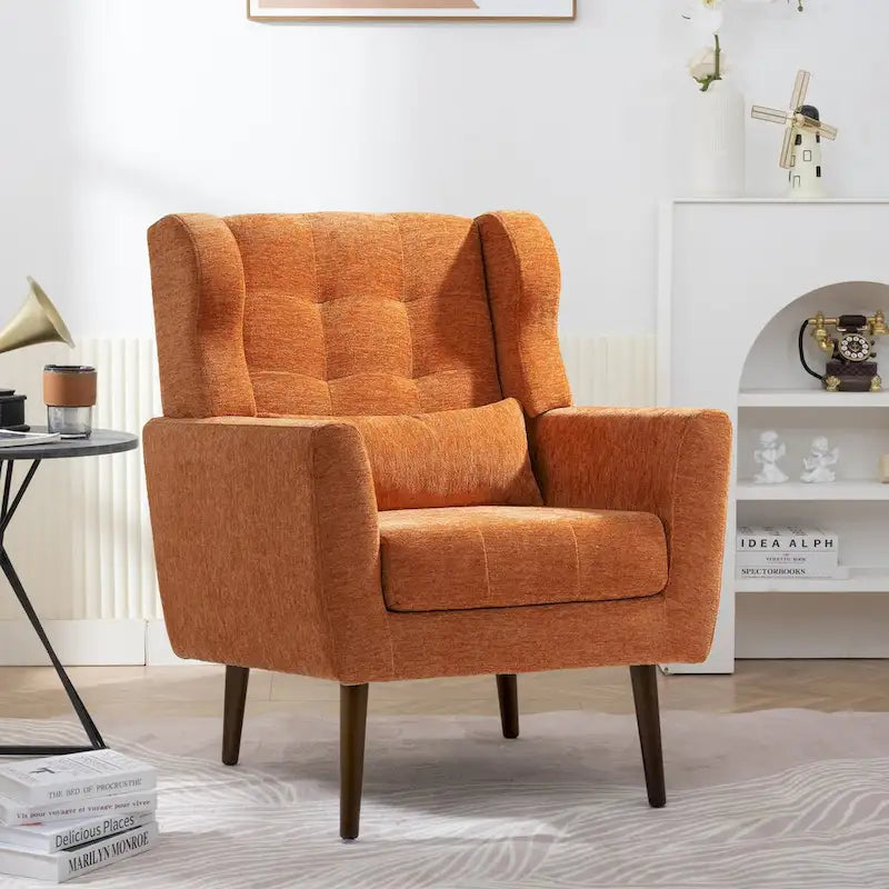 Poltrona decorativa moderna, poltrona in ciniglia per il soggiorno, comoda poltrona lounge con imbottitura morbida per spazi ridotti e camere da letto