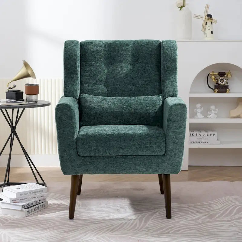 Poltrona decorativa moderna, poltrona in ciniglia per il soggiorno, comoda poltrona lounge con imbottitura morbida per spazi ridotti e camere da letto