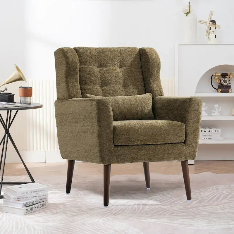 Poltrona decorativa moderna, poltrona in ciniglia per il soggiorno, comoda poltrona lounge con imbottitura morbida per spazi ridotti e camere da letto