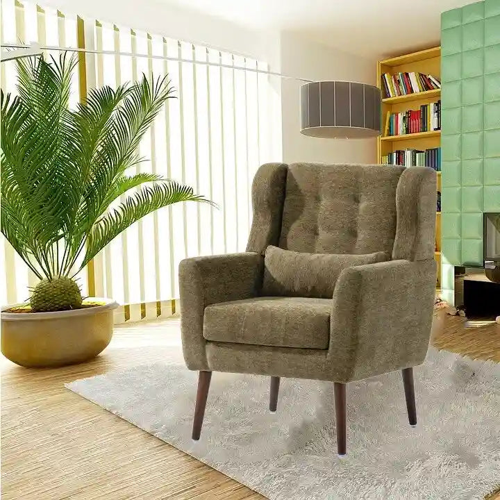 Poltrona decorativa moderna, poltrona in ciniglia per il soggiorno, comoda poltrona lounge con imbottitura morbida per spazi ridotti e camere da letto
