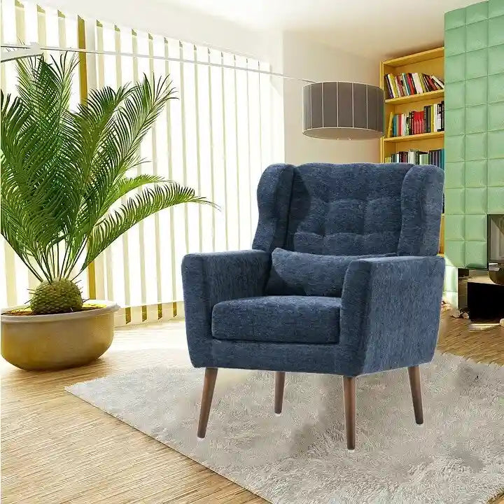 Poltrona decorativa moderna, poltrona in ciniglia per il soggiorno, comoda poltrona lounge con imbottitura morbida per spazi ridotti e camere da letto