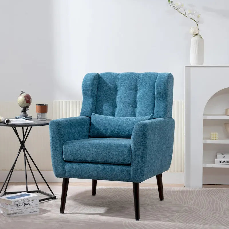 Poltrona decorativa moderna, poltrona in ciniglia per il soggiorno, comoda poltrona lounge con imbottitura morbida per spazi ridotti e camere da letto