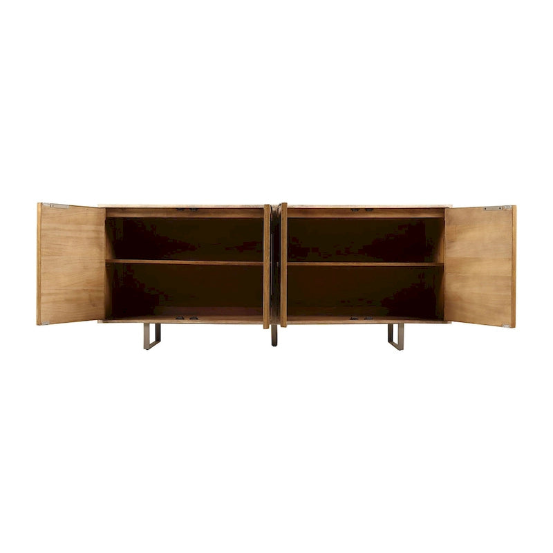 Credenza moderna di metà secolo da 72 pollici in legno di mango scanalato