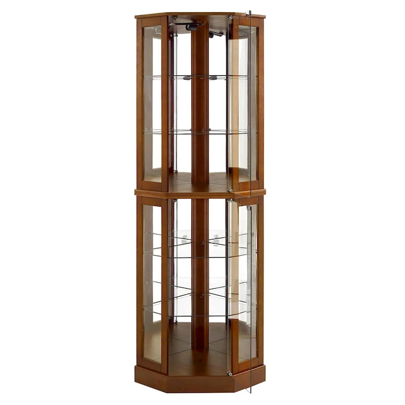 6 Shelf Corner Curio Display Cabinet with Lights