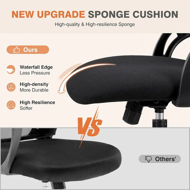 Office Computer Desk Chair, Ergonomic High-Back Mesh Rolling Work Chairs with Wheels Adjustable Headrests, Comfy Flip-up Arms