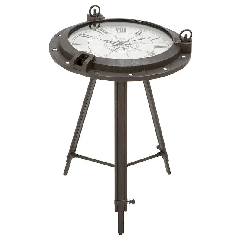 Industrial Metal Round Clock Coffee Table