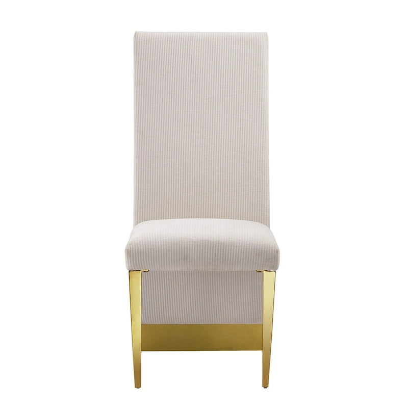 Set di 2 sedie da pranzo moderne in velluto color crema con gambe dorate