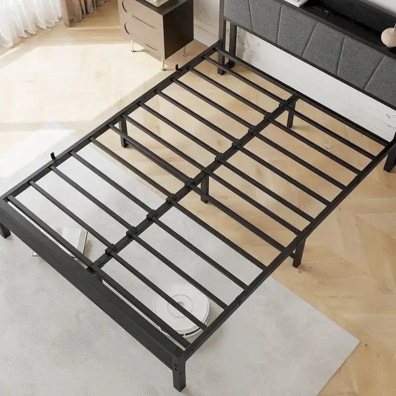 Queen Size Platform Bed Frame with Storage Headboard Charging Station and USB Ports Easy Assembly